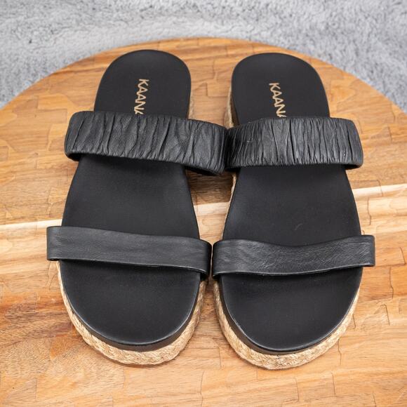 Kaanas Selangor Ruched Platform Pool Slides Size 7 Black - Picture 2 of 5